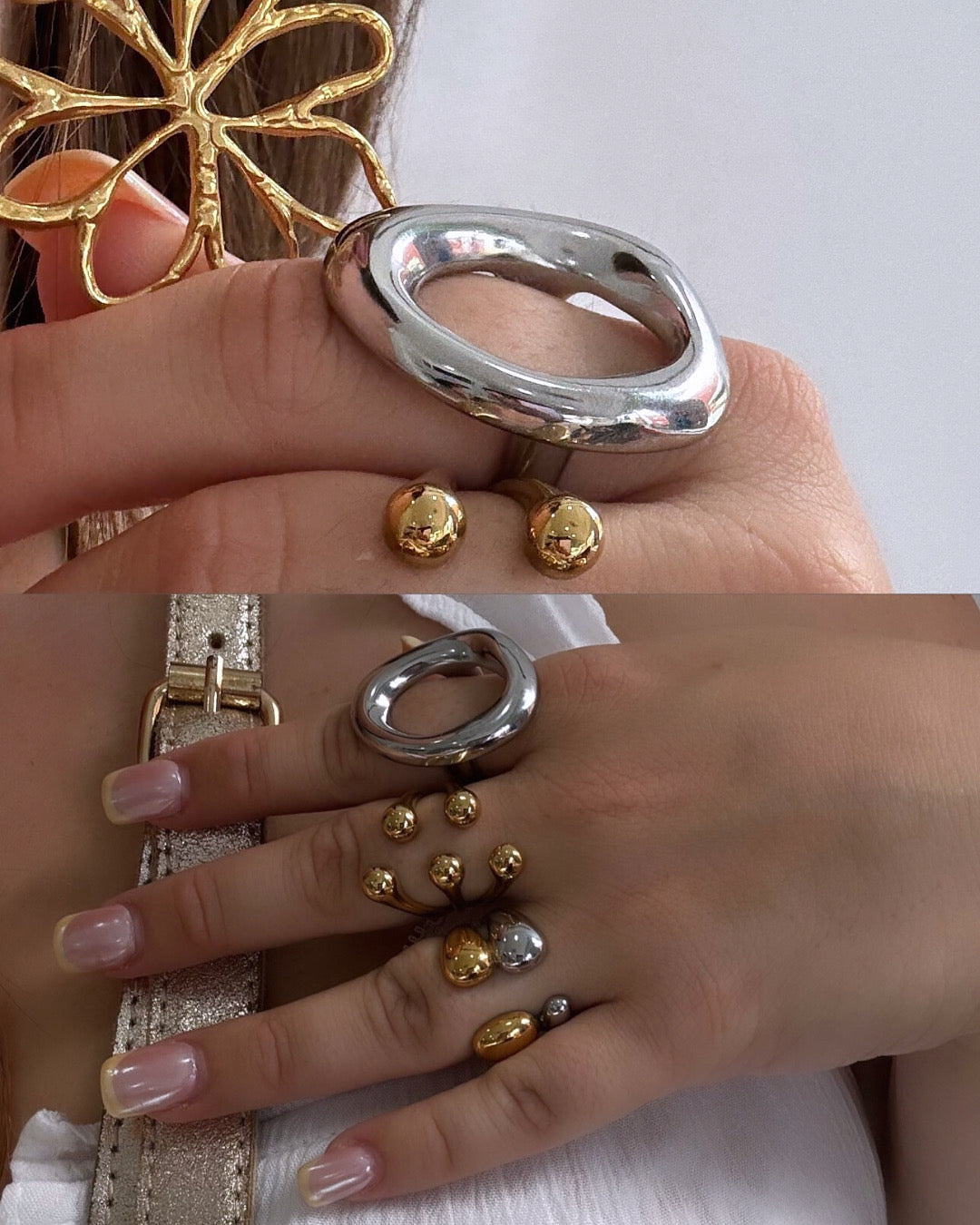 Anillo Oira Maxi Plateado