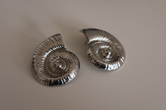 Pendientes Caracolas Maxi Plateados