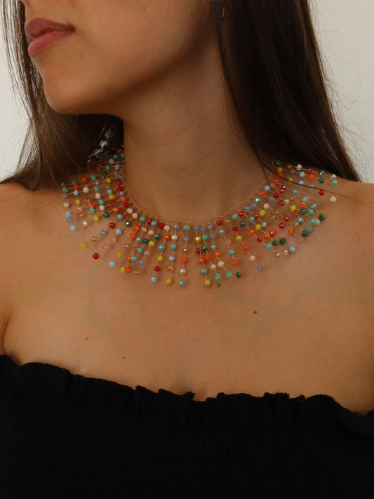 Collar Crystal Cascada Multicolor