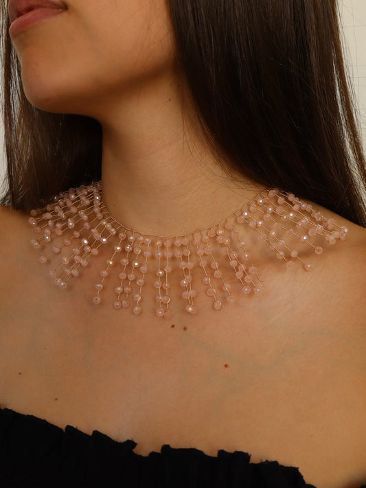 Collar Crystal Cascada Rosa
