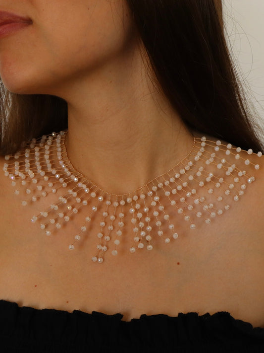 Collar Crystal Cascada Blanco
