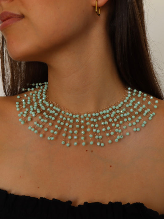 Collar Crystal Cascada Turquesa