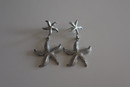 Pendientes Estrellas de Mar Plateados
