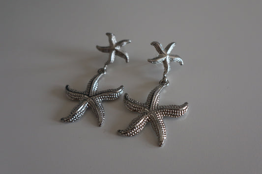 Pendientes Estrellas de Mar Plateados