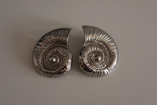 Pendientes Caracolas Maxi Plateados