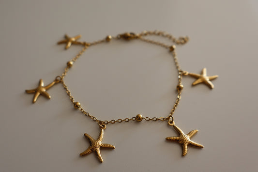 Tobillera estrellas de Mar en Dorado