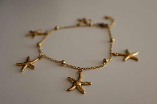 Tobillera estrellas de Mar en Dorado
